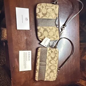 Coach Brown and Tan Wristlet Duo